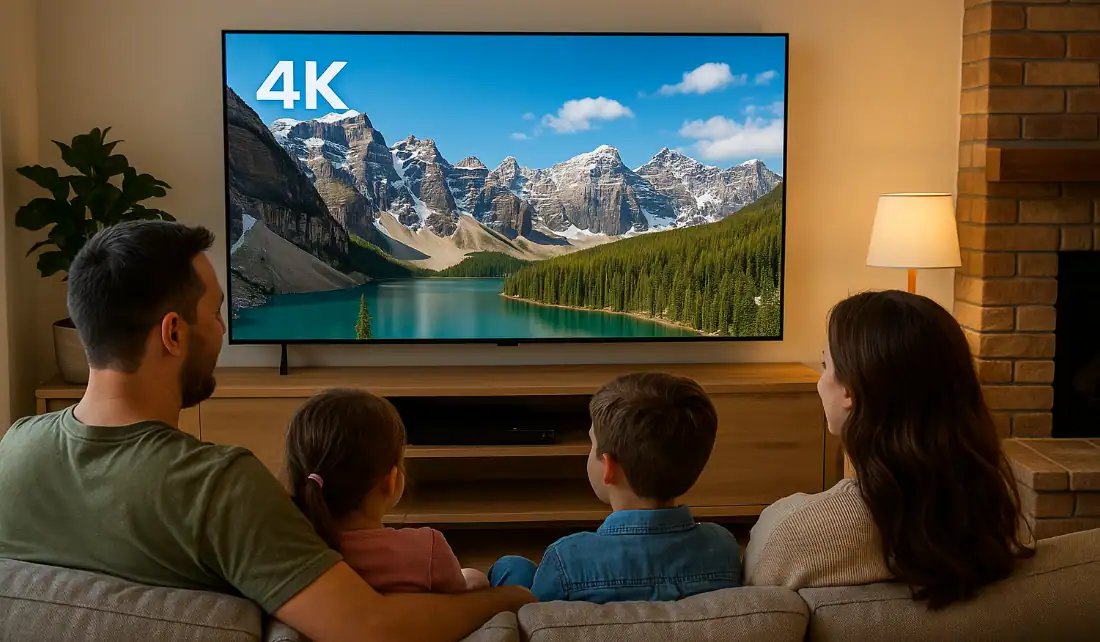 family watching 4k tv edmonton home interior