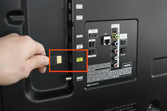 hdmi cable labeled 4k plugged into tv port