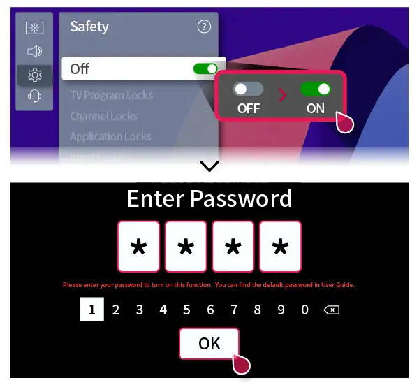 LG WebOS parental control settings screen