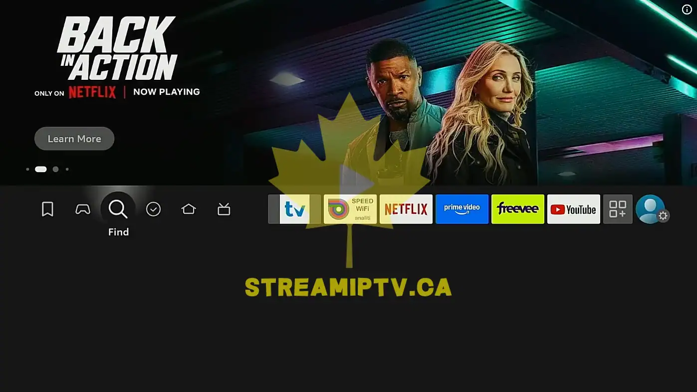 Amazon Fire TV top menu Find search icon
