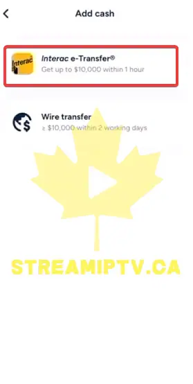 Choose Interac e-Transfer
