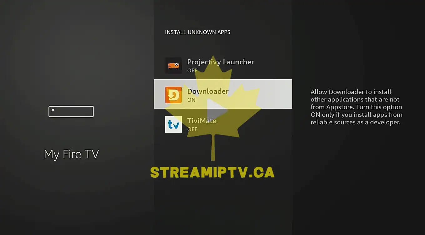 Amazon Fire TV Downloader unknown apps permission on