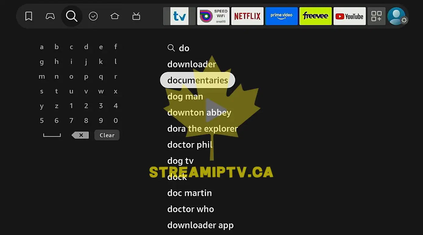 Amazon Fire TV Downloader search suggestions list