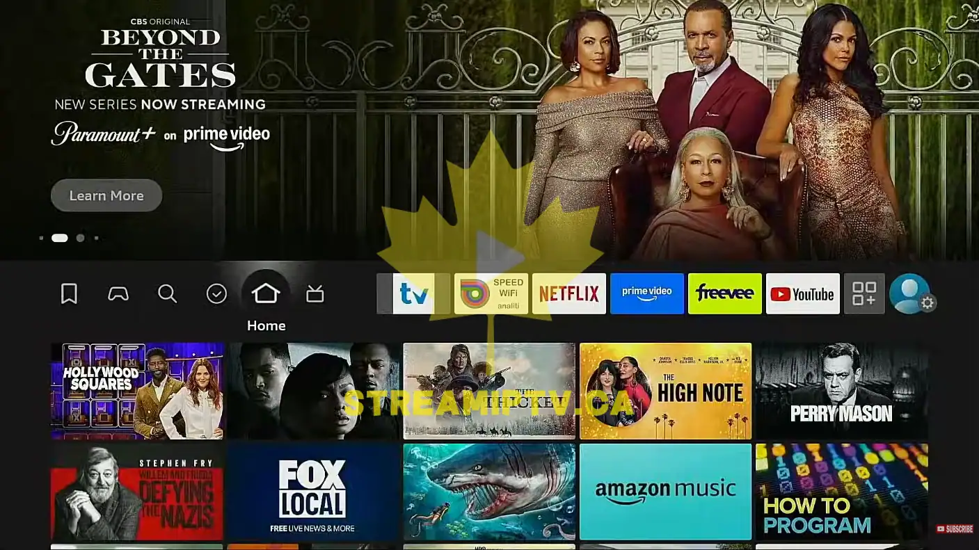 Fire TV Stick home screen on television