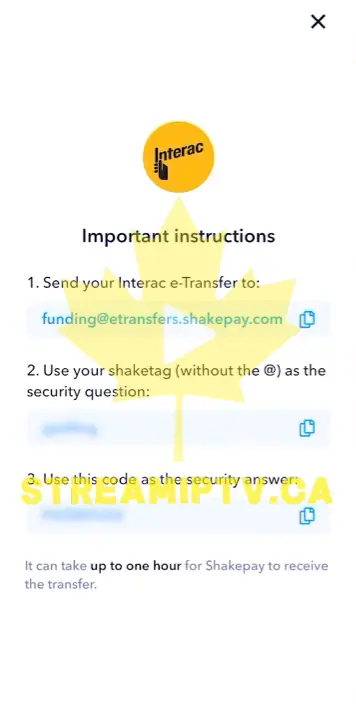 Send the Deposit by e-Transfer