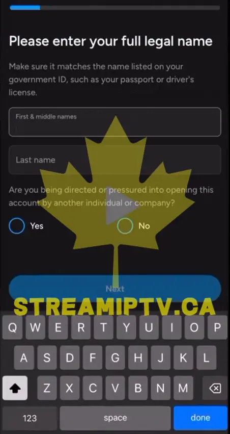 Enter Your Legal Name
