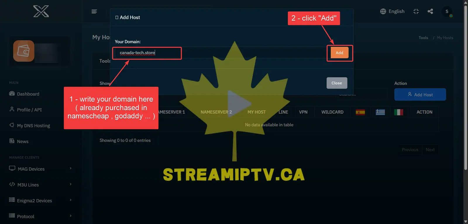 Enter Your Domain and Click Add