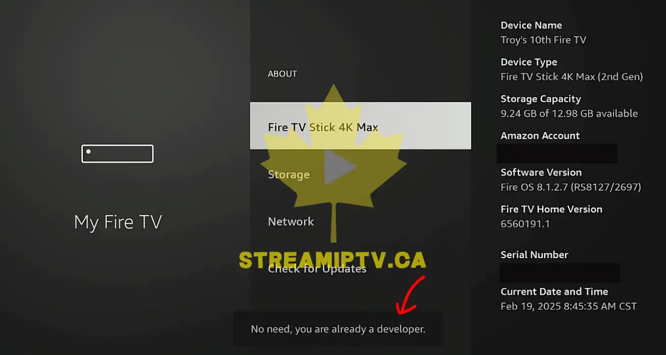 Amazon Fire TV you are now a developer message