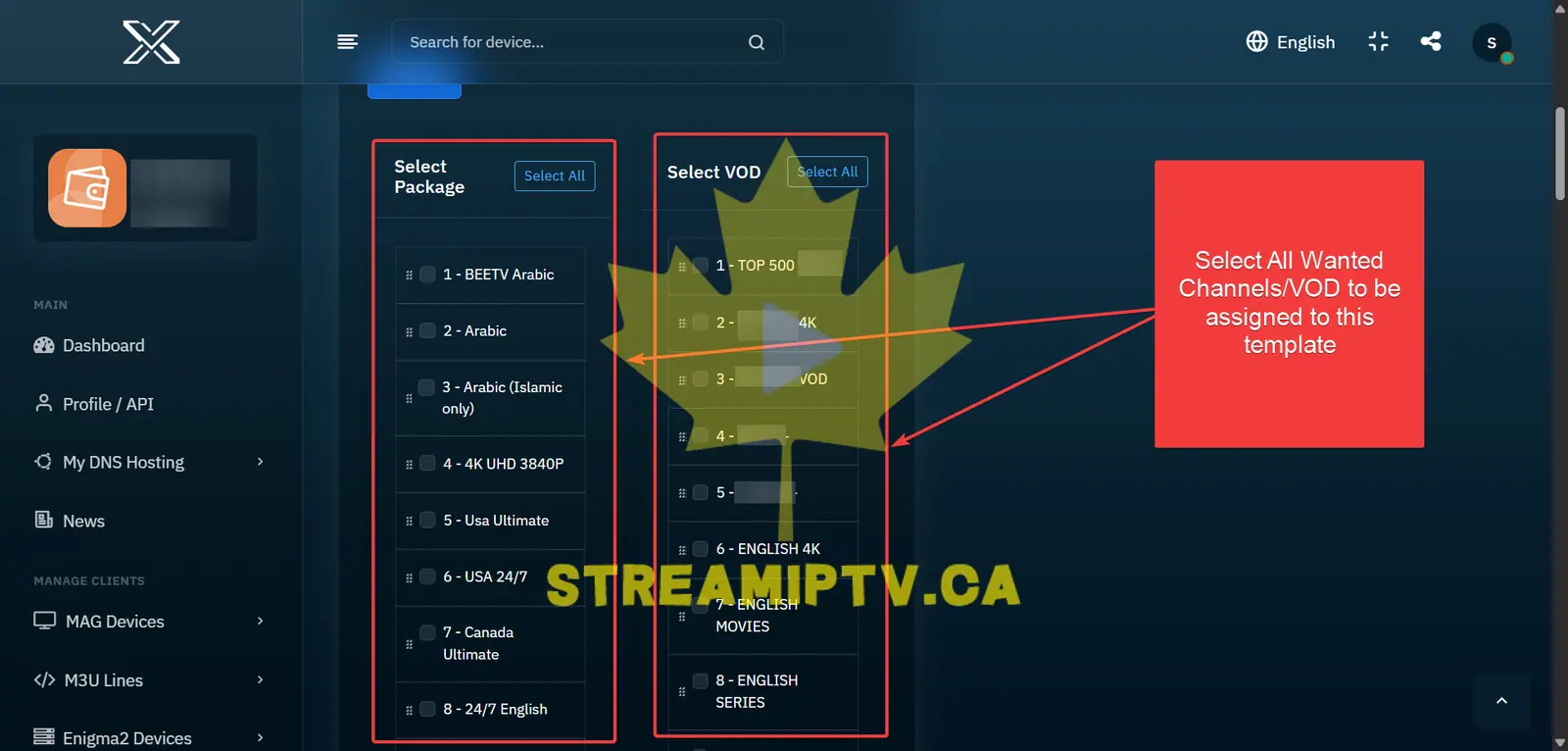 Select Live TV Channels and VOD