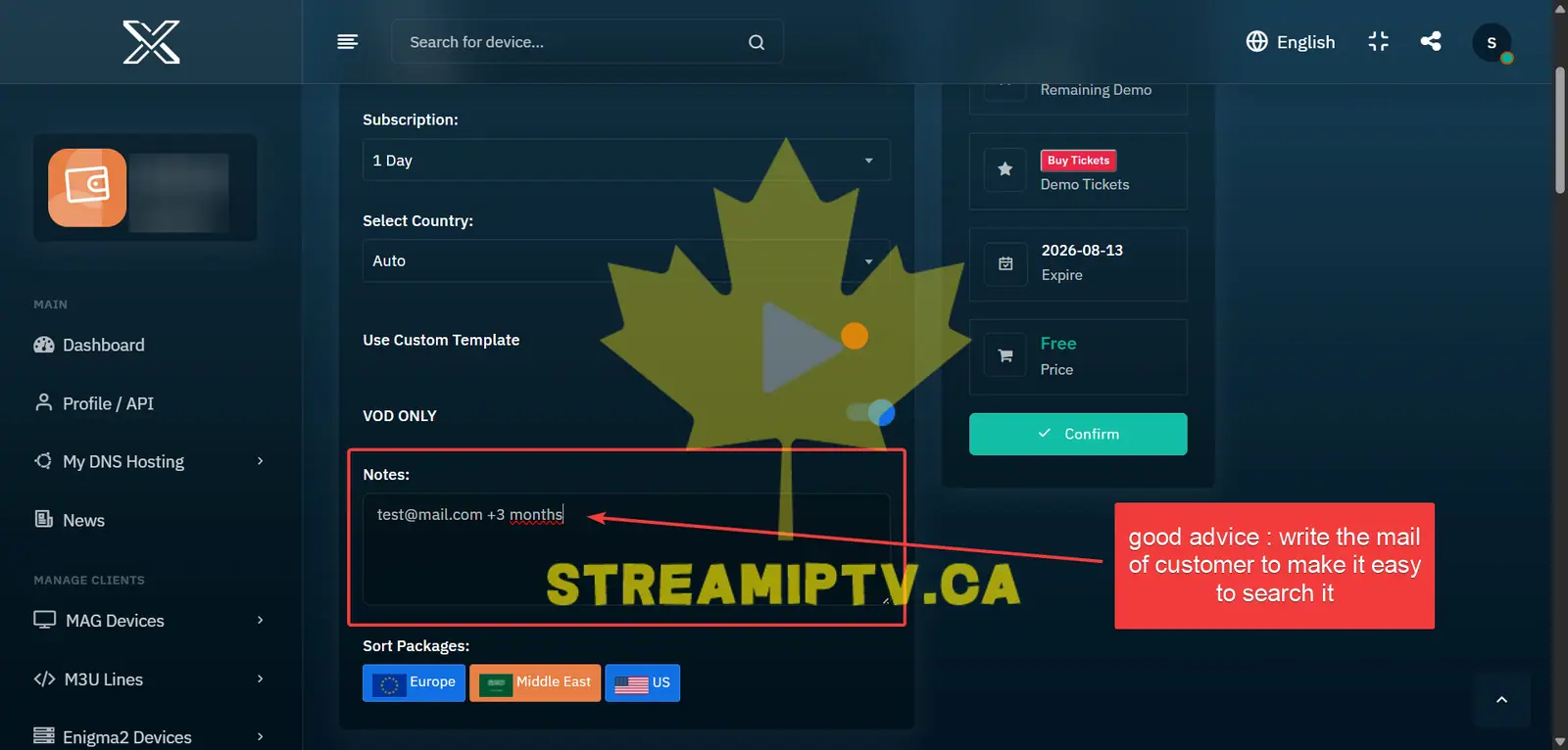 Add Subscription Notes