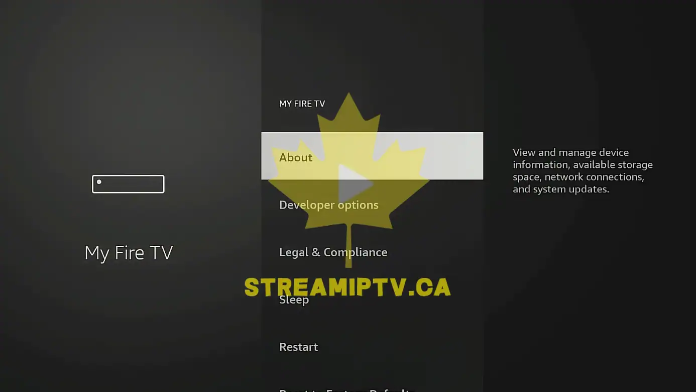 Amazon Fire TV My Fire TV menu screen