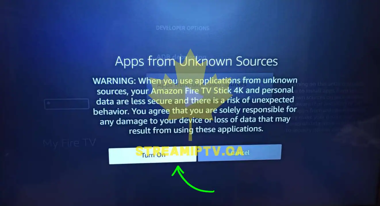 Amazon Fire TV warning allow unknown sources prompt