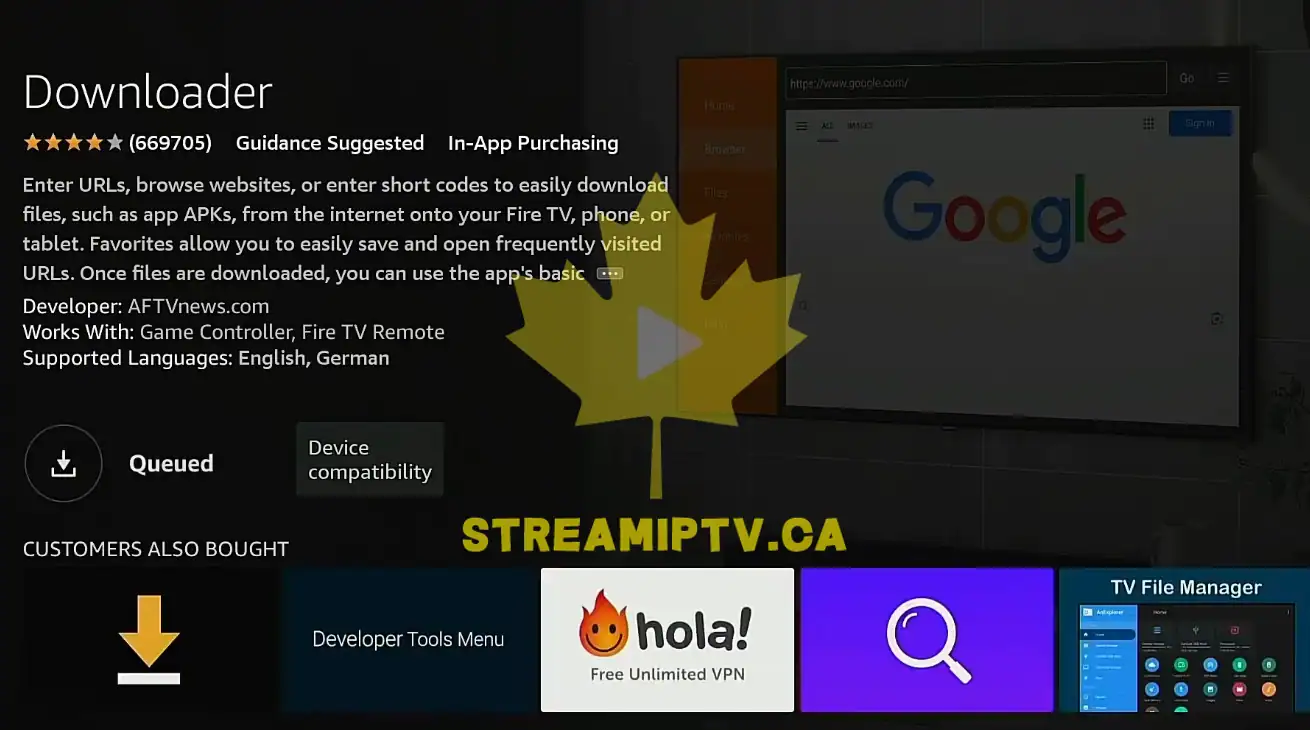 Downloader app downloading on Fire TV