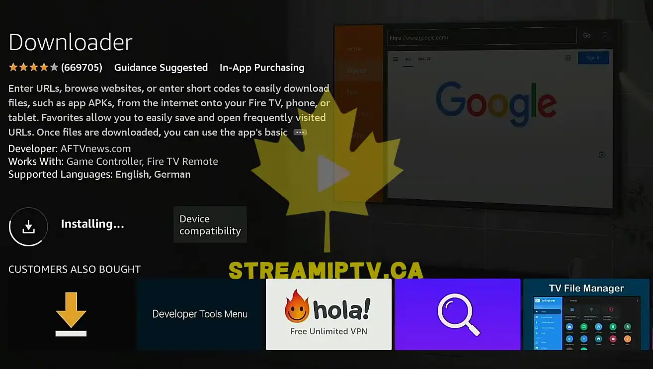 Amazon Fire TV app download progress bar