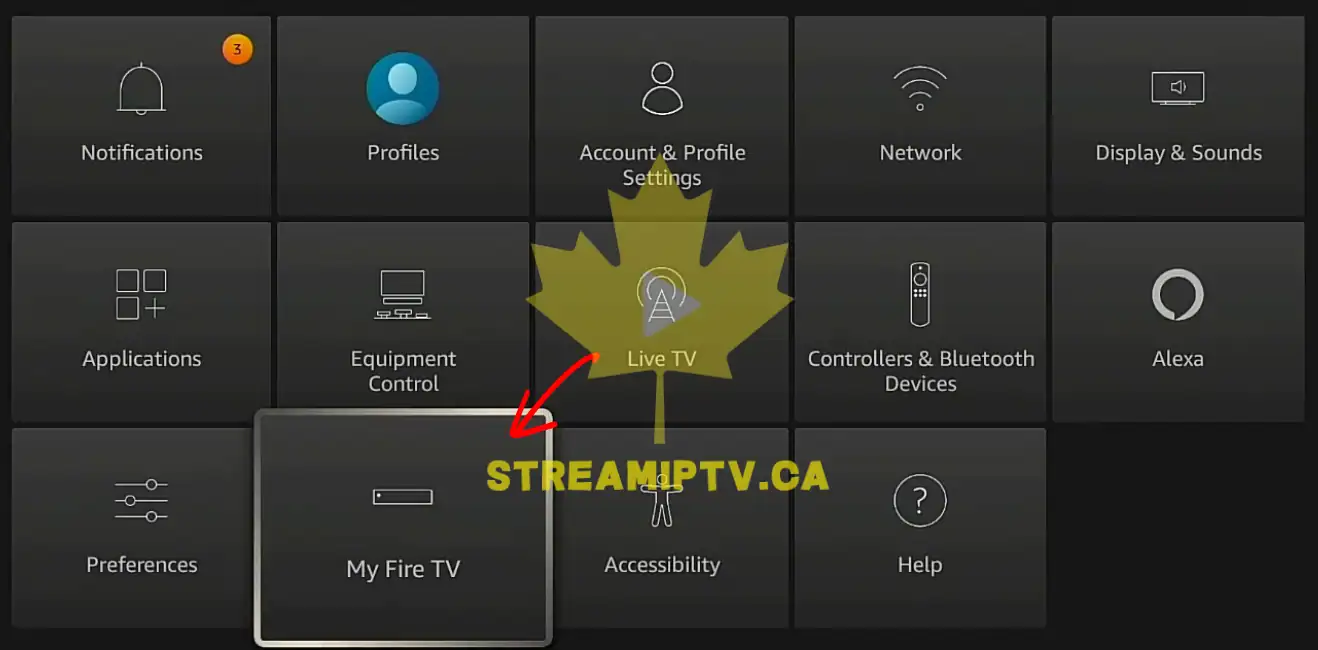 Amazon Fire TV My Fire TV menu About option