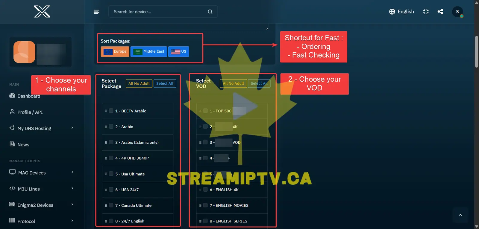 Choose Live TV Channels and VOD