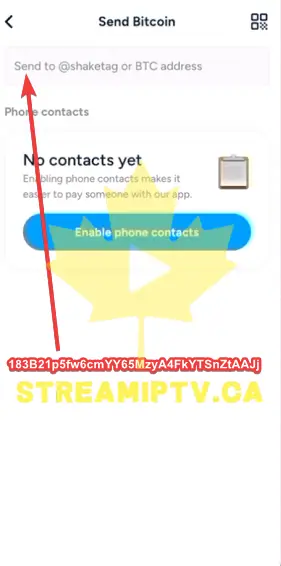 Enter the Wallet Address