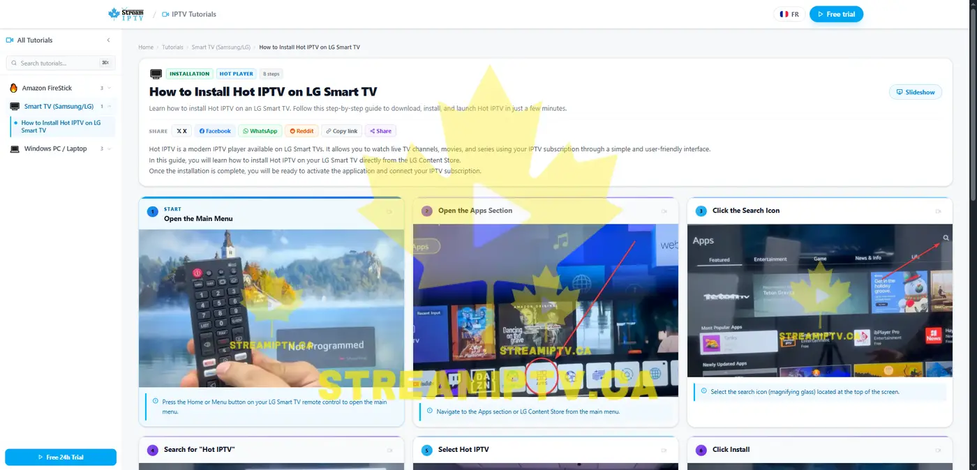 StreamIPTV setup guide for Samsung and LG Smart TV
