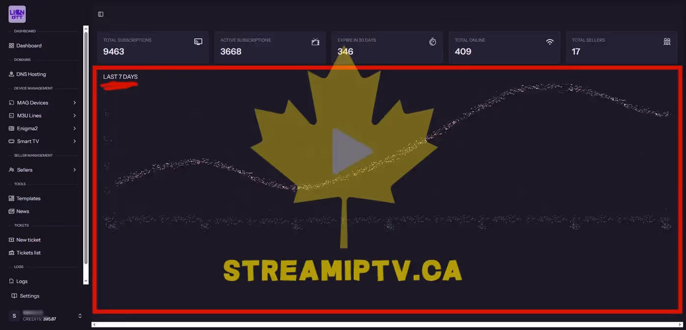 StreamIPTV reseller earnings dashboard