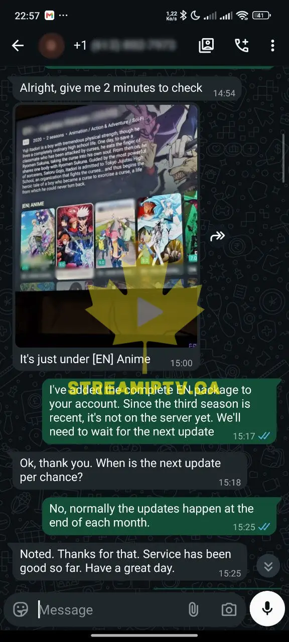 Vraie preuve client WhatsApp — capture de conversation 6