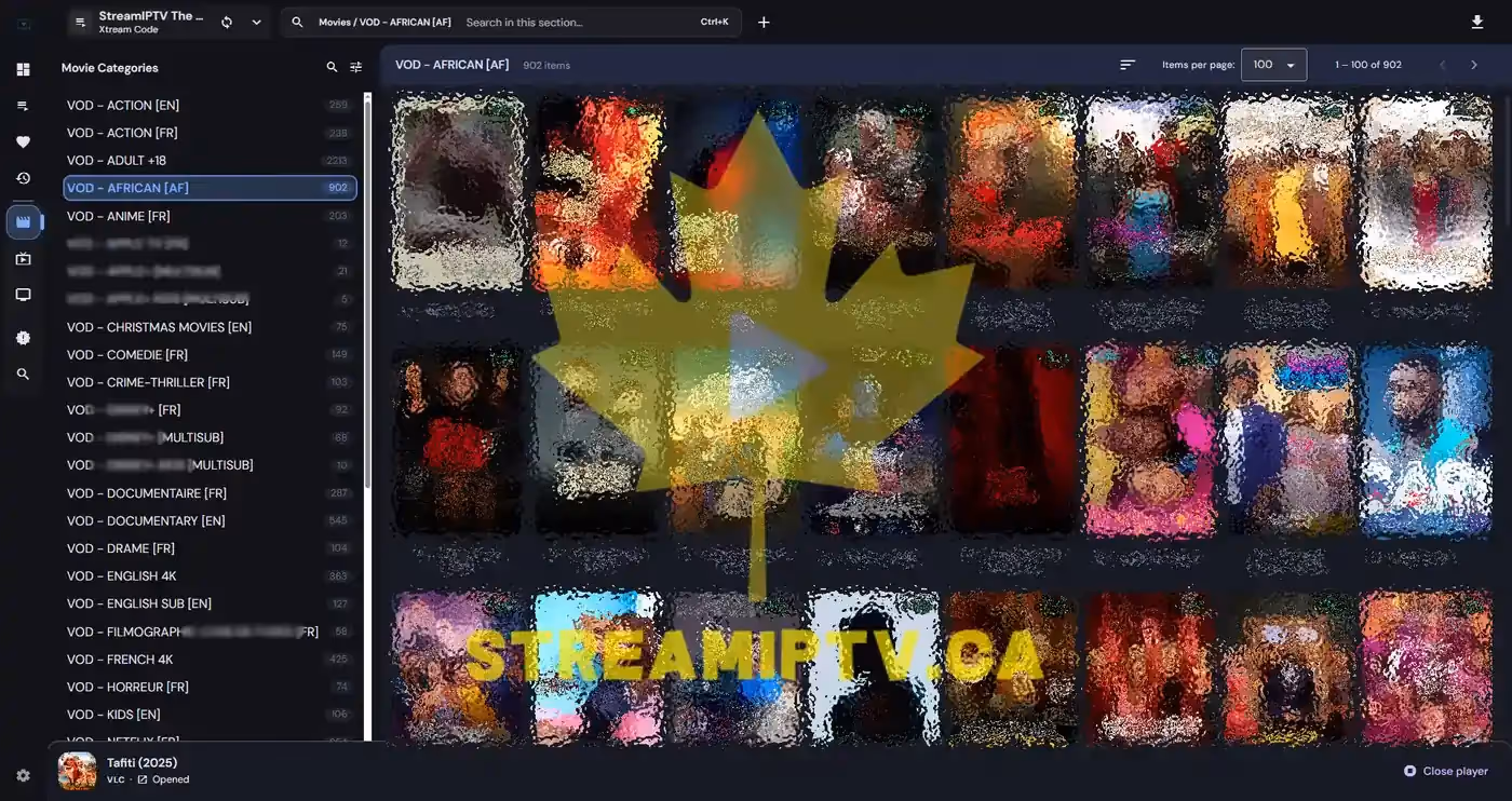 StreamIPTV VOD library — movies and series on demand for Canadian viewers