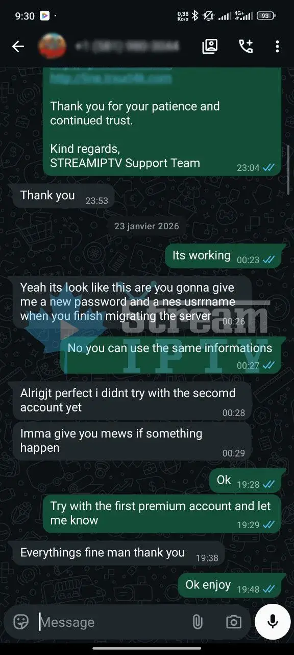 WhatsApp IPTV review 10 — streamiptv.ca customer