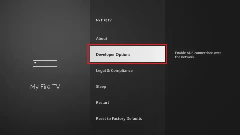 active dev mod interface in firestick OS