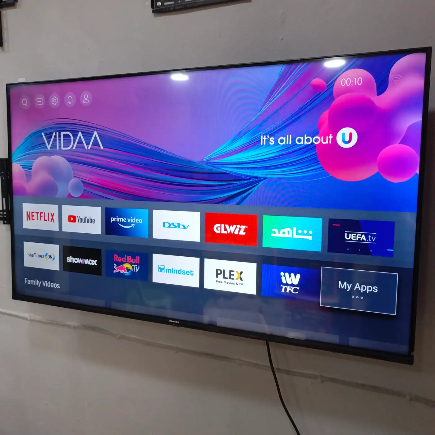 happy Canadian family watching IPTV