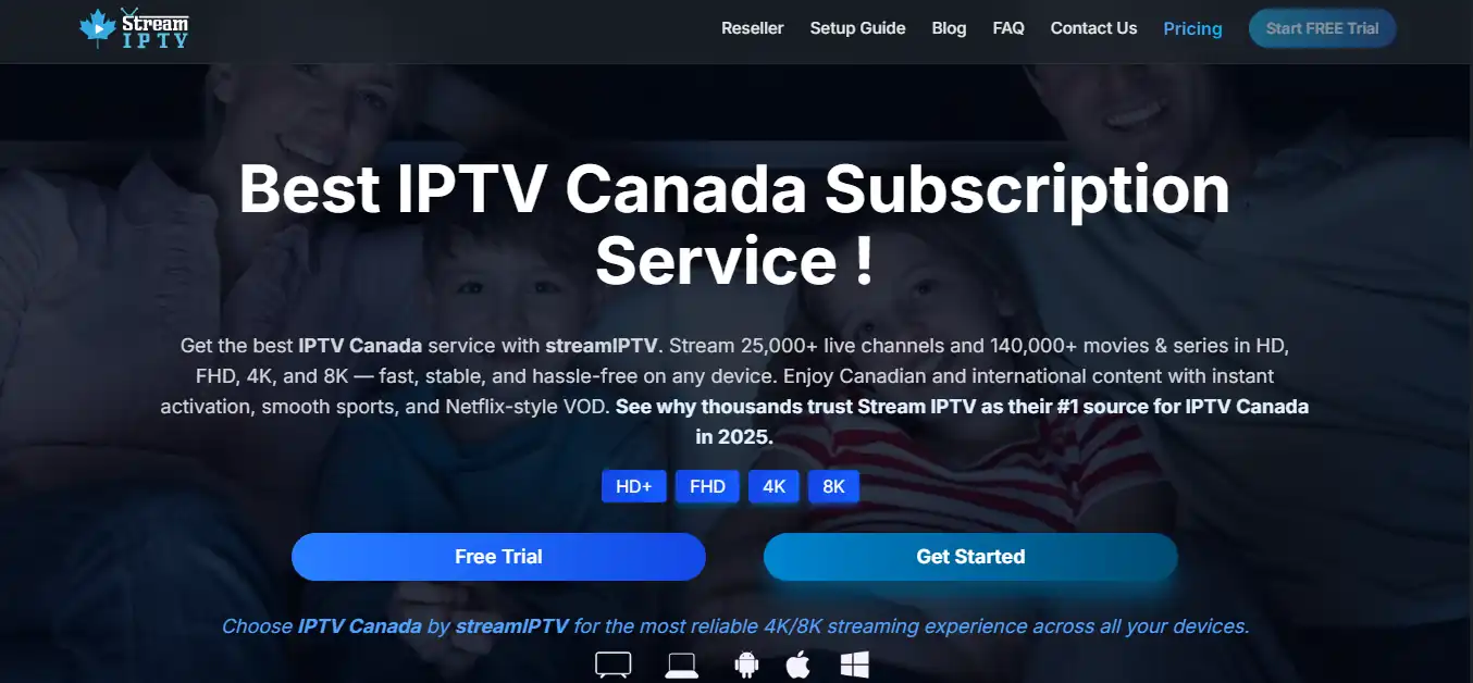 streamiptv.ca IPTV 4K service interface screenshot