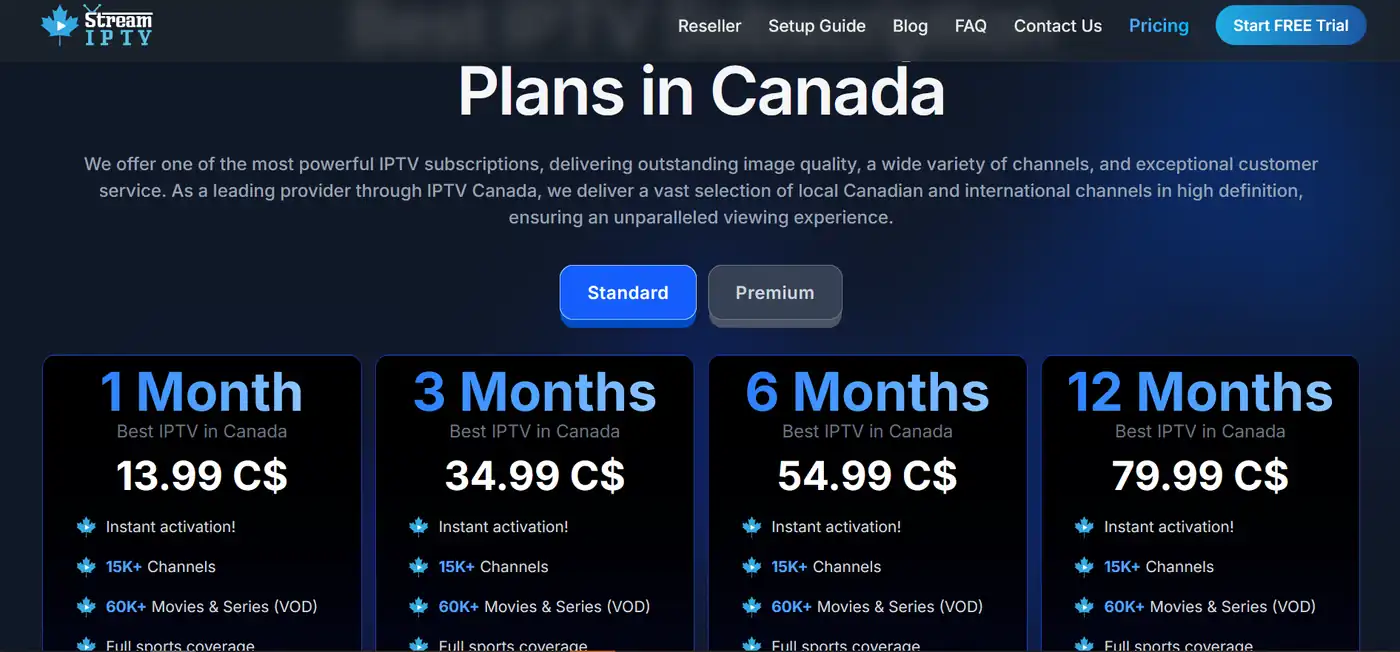 screen de l'interface des prix de streamiptv