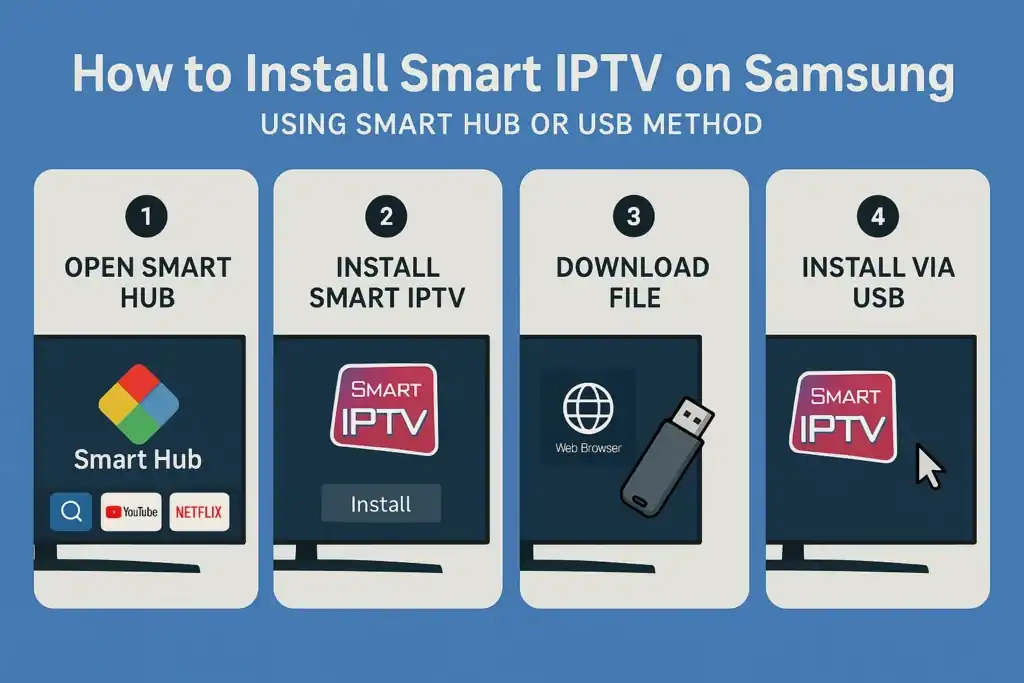 Smart IPTV 2025 modern app interface on Smart TV