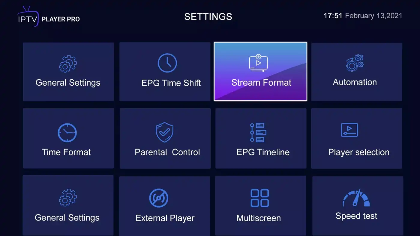 IPTV player settings